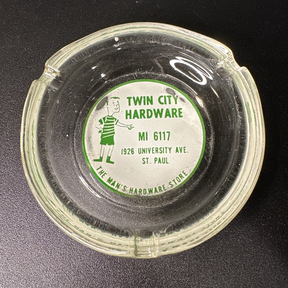 Twin City Hardware Glass Ashtray